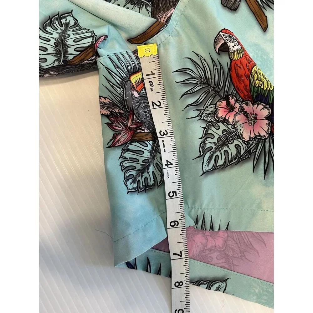 NWT Psycho Tuna Mens Large Tropical Bird Parrot Swim Trunks Board‎ Shorts